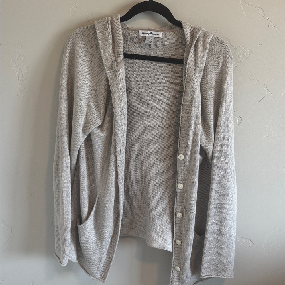 Tommy Bahama linen Cardigan with hood - Picture 3 of 4
